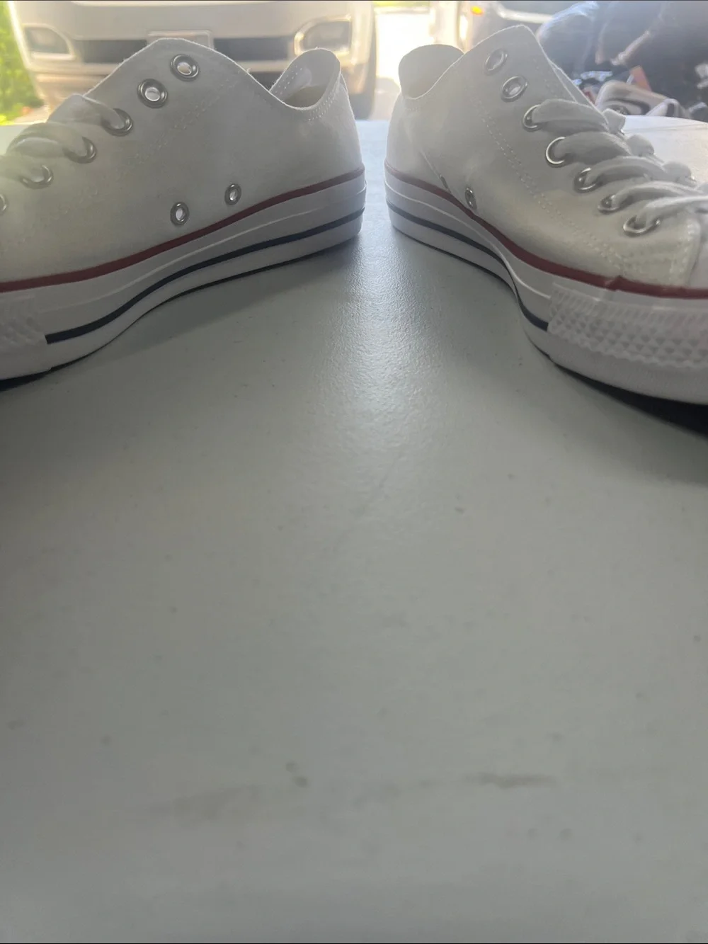 Converse Chuck Taylor All-Star White Low-Top Sneakers with Red & Navy Accents - Picture 6 of 8